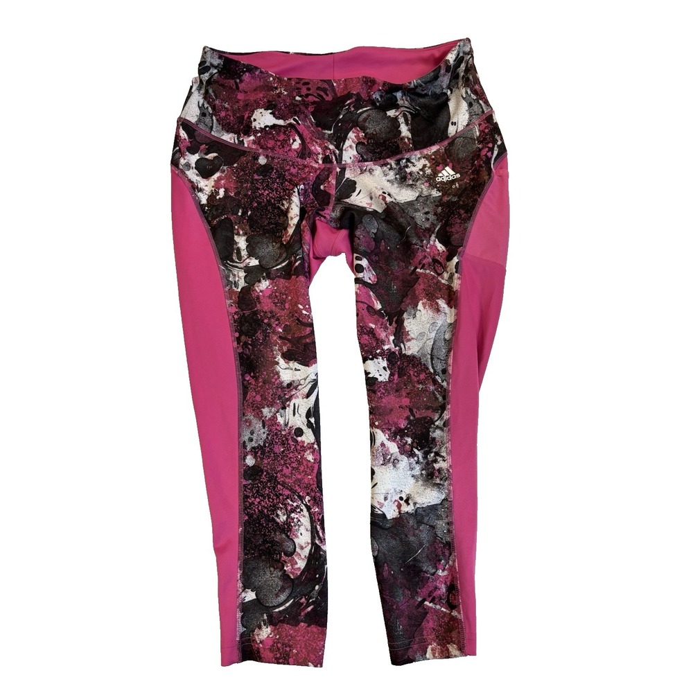 Adidas Women's 2X Aeroready Hot Pink Workout Capri Leggings Yoga Active Gym